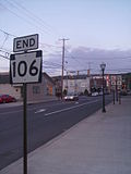 The eastern terminus of PA 106 in Carbondale